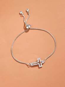 1 Piece Of Fashionable Cubic Zirconia Cross Decoration Bracelet Suitable For Teenagers, Delivery Gift, Birthday - Multicolor - View 2