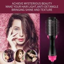 1 Pc Multifunctional Hot Air Comb,4-In-1 Hot Air CombHair Dryer, For Hair Curler & Straightener, Puffy Hairstyling,One-Step Volumizer Hair Dryer And Styler,Less Frizz, More Shine And Less Heat Damage For Salon-Style Blowouts Black/Pink - 查看 6