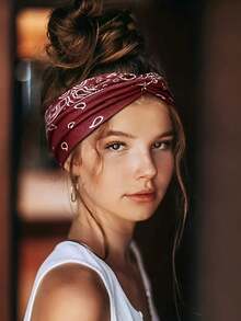 3pcs Retro Bohemian Style Cashew Flower Print Elastic Headbands, Breathable & Stretchy Hair Accessories For Yoga, Sports, Casual Wear, Autumn/Winter, Holiday Gift - Multicolor - View 2