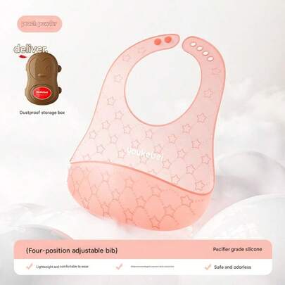 1条升级版婴儿硅胶围兜，防水防口水，轻薄婴儿喂养围兜，适合0-3岁男孩女孩，可爱印花围兜