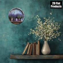 2D Flat Round Iron Decorative Plaque, Lavender Theme, Suitable For Bar, Kitchen, Cafe, Home, Office Decor, Holiday Gift, 2D Design, Random Hole Position - Multicolor - View 5