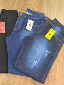 Set Of 3 Men's Dark Black Lycra Basic Casual Premium Jeans Direct From The Factory With Elastane - Màu xanh ngọc - Xem 3
