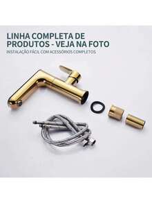 Torneira Misturador Monocomando Banheiro Inteligência Led 11 - Dourado - Brilhante - Dourado - Visão 9