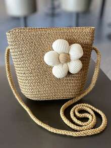 1 件装女童夏季草编太阳帽，大檐公主防晒沙滩帽 - 圓頂小花草帽 - 查看 15