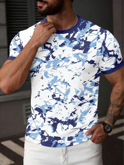 Camiseta de manga corta de cuello redondo cómoda y suave para hombre, de verano