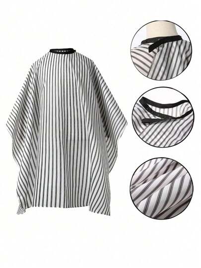 140*160厘米黑白条纹美发围裙，成人大号沙龙理发披肩，防掉发，美发工具