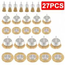 27PCS Rotary Wire Brush Cleaning Wheel Cup Brush Drill Attachment Bit Set Tool - Gold - View 7
