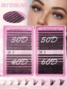 640Cluster False Eyelashes, Personal False Eyelash Book, High Capacity False Eyelashes, 8-16mm Mixed Length Eyelash Set, Beginner DIY Home Eyelash Extension Kit, Eyelash Cluster, Individual False Eyelashes, Suitable For Daily Commute, Dates, Music Festivals, Enlarges The Eyes - DD - View 4