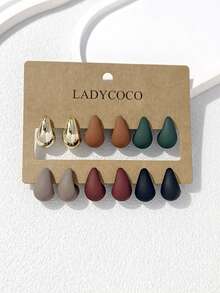 LADYCOCO Bộ 6 khuyên tai hình giọt nước bằng nhựa ABS thời trang và dễ thương, nhiều màu sắc, trang sức cao cấp dành cho nữ. - Nhiều màu - Xem 1