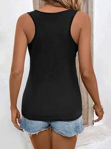 Black And Gold Vibes Only Tank Top (2) - 黑色 - 查看 2