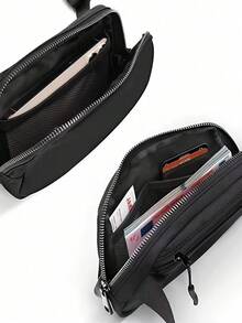 1PC Black Waterproof Multi-Functional Chest Sling Bag - Lightweight Adjustable Fanny Pack For Running Hiking Travel Gym Everyday Use, Hands-Free Anti-Theft Crossbody Bag Gift For Men Women - Black - View 7