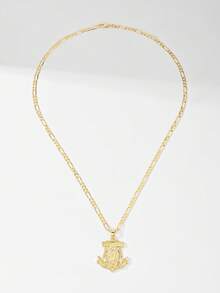 1pc Classic European Style Copper Inlaid Zirconia Fish Hook Guadalupe Virgin Mary Pendant Necklace, Limited Edition, Suitable For Christmas/Thanksgiving/Halloween/Mother's/Valentine's Day Gifts, Catholic First Communion, Everyday Wear And Prayer - Yellow Gold - View 6