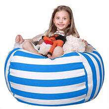 Stuffed Animal Storage Bean Bag Chair Cover For Stuffable Zipper Beanbag For Organizing Plush Toys Large Premium Cotton Canvas Blue X-LargeChildren's Growth Games, Fun And Joyful, Essential For Childhood - Blue - View 2