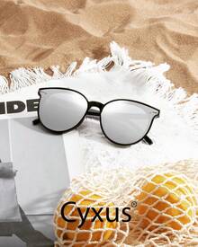 Cyxus Lentes de Sol para Mujeres, Lentes Polarizados Mujeres Lente Retro Protección UV para Conducir, Viajar, Compras - Lente Plata 1945 - Ver 8