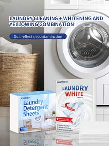 2-In-1 Whitening Laundry Sheets - Nano Bubble Stain Remover + Whitening Booster, Anti-Yellowing - Multicolor - View 1