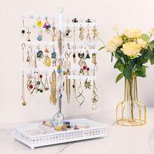 Rotating Earring Organizer Display Stands, Jewelry Organizer Display For Earring, Necklaces, Rings, Bracelets, Large Capacity Earring Storage Display For Store, Showcase, Tradeshow And Home (White) - RotatingWhite - View 5