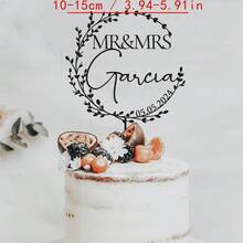 Gold Wedding Cake Topper, Mr & Mrs Cake Topper, Personalized Cake Topper, Wedding Cake Topper, Anniversary Cake Topper, Custom Cake Topper, Rustic Style - F-mr. & Mrs. Cake Label - View 3