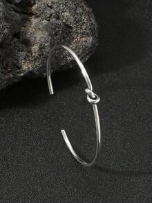 1pc Fashionable Minimalist Twist Open Bangle Bracelet, Adjustable For Daily Wear, Unisex - Multicolor - View 3