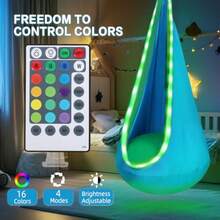 Asiento abatible para niños con luz para colgar en la cápsula hamaca para uso en interiores y exteriores para juego sensorial y calmante fácil instalación soporta hasta 150 libras azul - AZUL - Ver 6