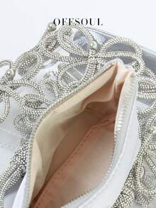 女士水钻3D花篮手提包，新款时尚透明果冻沙滩包，派对/活动手拿包 - 銀色 - 查看 9