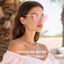 Cyxus Lentes de Sol para Mujeres, Lentes Polarizados Mujeres Lente Retro Protección UV para Conducir, Viajar, Compras - 03-No Polarizados Montura Transparente Lentes Rosas 1945 - Ver 3