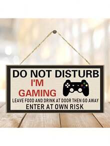 1pc "Do Not Disturb, I Am Playing Games" Birthday Gift For Son, Brother Or Husband - Decorative Pendants, Wall Decorations, Nativity Scene Set, Office Decorations, Valentine's Day, Home Decorations, Bedroom And Living Room Decorations, New Year Decorations. Suitable For Various Indoor And Outdoor Places, Such As Homes, Bedrooms, Living Rooms, Kitchens, Gardens, Bars, Cafes, Offices, Etc. Wooden Pendant. - Brown - View 10