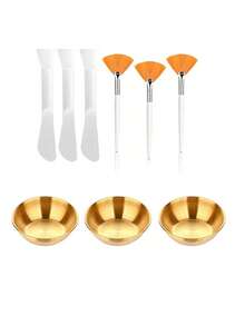 4-24件套美容面膜工具套装，包含不锈钢搅拌碗、托盘、玫瑰金分隔托盘，以及面膜混合和涂抹工具。套装包含3个玫瑰金搅拌碗、1个玫瑰金小托盘、1个分隔托盘、3个硅胶双头搅拌铲、3个扇形面膜刷、9个压缩洁面海绵和3个可调节发圈。适合派对、睡衣派对、SPA、送礼等场合。 - 彩色 - 查看 48