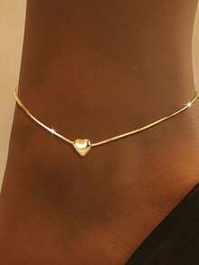 1条S925纯银极简3D心形脚链，浪漫设计，适合女性日常及度假佩戴，独特心形，百搭优雅，是馈赠佳品。 - 心 - 查看 3