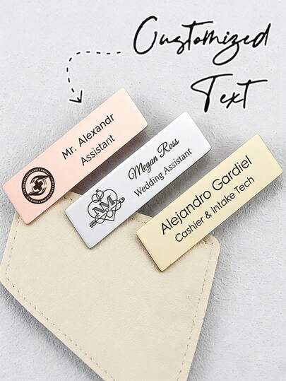 3 piezas Placa de identificación personalizada, etiqueta de identificación de empleado con alfiler, placa de nombre personalizada, placa de nombre de acero inoxidable elegante personalizada, diseño minimalista, lema novedoso, adecuado para gerentes y profesionales, placa cuadrada, regalo del Día del Padre, regalo del Día de la Madre, regalo para maestros, regalo corporativo, útiles escolares, regreso a la escuela, regalo escolar, oficina, escuela, aula, regalo para maestros, compañero de trabajo