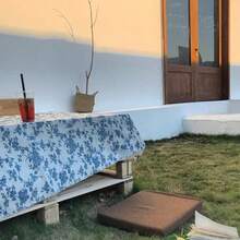 jjytMantel de Lino de Algo Azul Floral Pastoral Mantel Rectangular Mantel de Mesa de Centro de Estilo rustico para  Camping Comedor Inter y Exter 59x39 pulgadas/150x100Mesa de centro exterior - 150x100cm - Ver 3