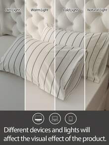 1个100%纯棉枕套，水洗棉枕套，天然纹理，柔软舒适，信封式枕套，适合男女宿舍、卧室床上用品、学校宿舍装饰，简约风格 - 彩色 - 查看 4