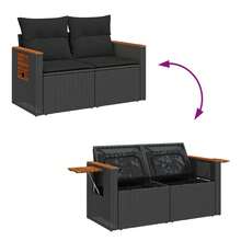 vidaXL 13-Teiliges Garten-Sofa-Set Mit Kissen, Schwarz Poly-Rattan - Negro - Ver 11