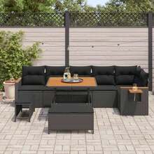 vidaXL 11-Teiliges Garten-Sofa-Set Mit Kissen, Schwarz Poly-Rattan - Black - View 3