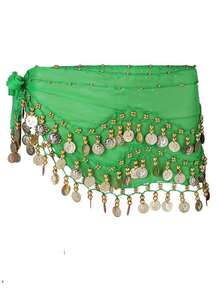 1pc Women's Belly Dance Coin Waist Chain, Dance Performance Waist Belt, Practice Outfit Coin Hip Scarf - Multicolor - View 16