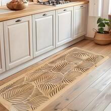 Leaf Pattern Rug, Suitable For Kitchen, Hallway, Bathroom And Laundry Room. Fashionable Beige And Brown Design - (1) - View 2