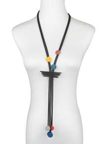 MARLIWOO 1件简约长款手工流苏项链，经典几何吊坠配饰，适合女性日常佩戴 - 彩色 - 查看 19