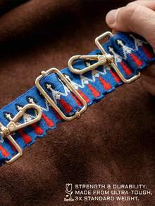 138厘米蓝色复古人物刺绣包带，可调节布质肩带，适用于手提包、斜挎包，旅行必备 - 藍色 - 查看 6