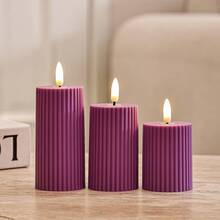 3 Peças de Velas Eletrônicas, Cabeças de Lâmpada no Estilo de Bala em Formato de Engrenagem Roxo e Branco, Velas Eletrônicas à Prova de Chamas e Sem Fumaça com LED, Decoração Doméstica Elegante e Atmosférica, Adequada para Sala de Estar, Quarto, Sala de Jantar, Mesa de Centro, Adequada para Reuniões, Festas, Encontros - Conjunto de 3 peças roxo - Visão 5
