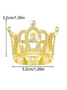 6件套合金迷你皇冠公主发箍，派对用品，派对礼品和装饰品，包含节日皇冠套装，婚礼发饰 - 多色+白鑽 - 查看 3