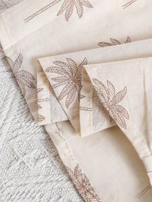 Young Boy Summer Casual Beach Vacation Coconut Tree Print Short Sleeve Shirt - Apricot - View 7