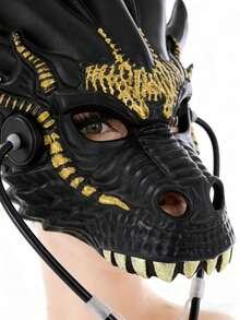 Adult Cosplay Funny Combo: Black & Gold Dragon Mask + Stethoscope, Essential For Holiday Costumes - Multicolor - View 4