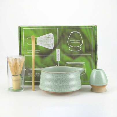 2pcs/4pcs/5pcs/Set Matcha Bowl Set - Matcha Bowl And Bamboo Matcha Whisk, Scoop, Sifter, Whisk Holder, Matcha Making Kit For Traditional Tea Ceremony -Ideal Matcha Gift Set For Beginners And Enthusiasts