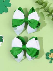2 chiếc kẹp tóc hình ruy băng xanh trắng chủ đề Ngày Thánh Patrick, kẹp tóc cá sấu, phụ kiện tóc thời trang phù hợp cho bé gái, thiếu niên, bạn bè, sử dụng hàng ngày, dự tiệc, làm quà tặng. - Nhiều màu - Xem 2