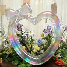 Bộ 2 quả bóng bay hình trái tim rỗng cỡ lớn (Hồng, Đỏ, Trắng ngà, Trong suốt ánh kim), kèm nơ hồng mờ, thích hợp cho tiệc sinh nhật, lễ đính hôn, Ngày Valentine, trang trí đám cưới, trang trí Ngày của Mẹ. - Nhiều màu - Xem 9