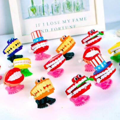 5/3/1pc Set Wind-Up Walking Teeth, Funny Joke Novelty Gift, Multiple Colors Available, Plastic Material, Halloween Party Favor, Desktop Decor, Christmas Ornament, Holiday Gift