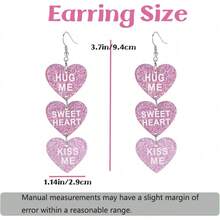 Hug Me, Sweetheart, Heart Pendant Earrings, Shiny Acrylic Heart Earrings, Jewelry Gift For Girlfriend, Wife, Mother On Valentine's Day - Multicolor - View 4