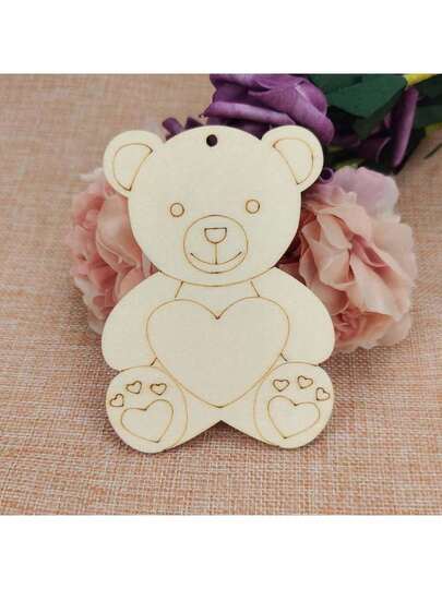 10pcs DIY Love Bear Ornaments Unfinished Wooden - Hand-Painted For Home & Holiday Decorations - Best For Christmas And Thanksgiving