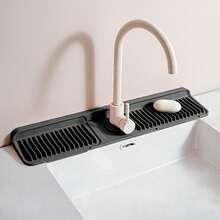 Silicone Faucet Splash Guard – Leak-Proof Drip Catcher Mat For Kitchen And Bathroom - Black - View 7