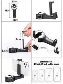 Gancho para reposacabezas de coche 2 en 1 con soporte para teléfono, se adapta a bolsos y carteras, gancho de almacenamiento para reposacabezas universal con bloqueo, rotación de 360° - A - Ver 8
