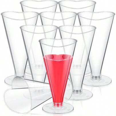 25 Pcs Valentine's Day Cups Valentine Shot Glasses 5.6 Oz Heart Shaped Champagne Flutes Disposable Plastic Pink Red Heart Wine Glasses Cocktail Drinking Birthday Wedding Party Pink